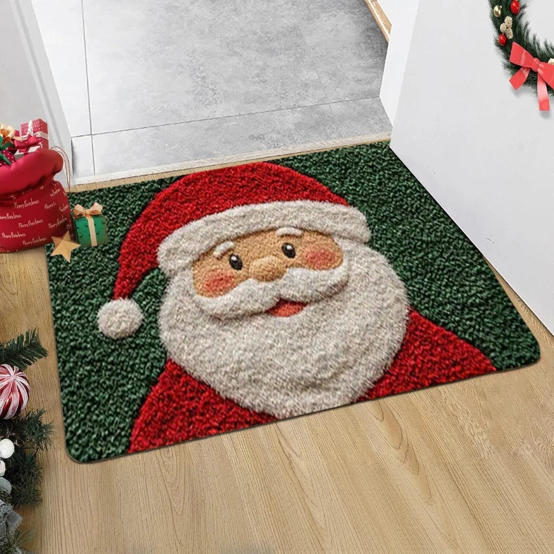Red Santa & Gingerbread Man Christmas Door Mat – Welcome the Holidays with Joy