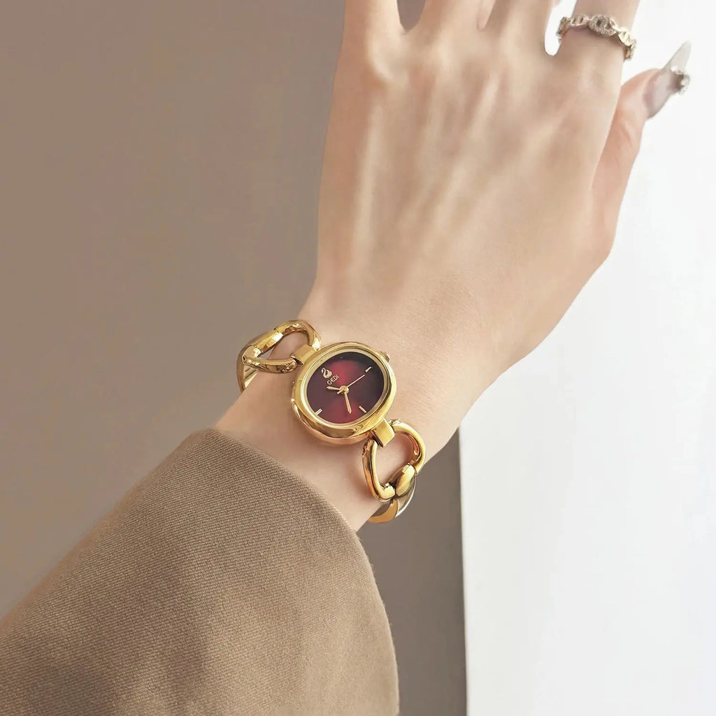 Luxury Vintage Women’s Skeleton Quartz Watch – Bracelet-Style Dress Wristwatch