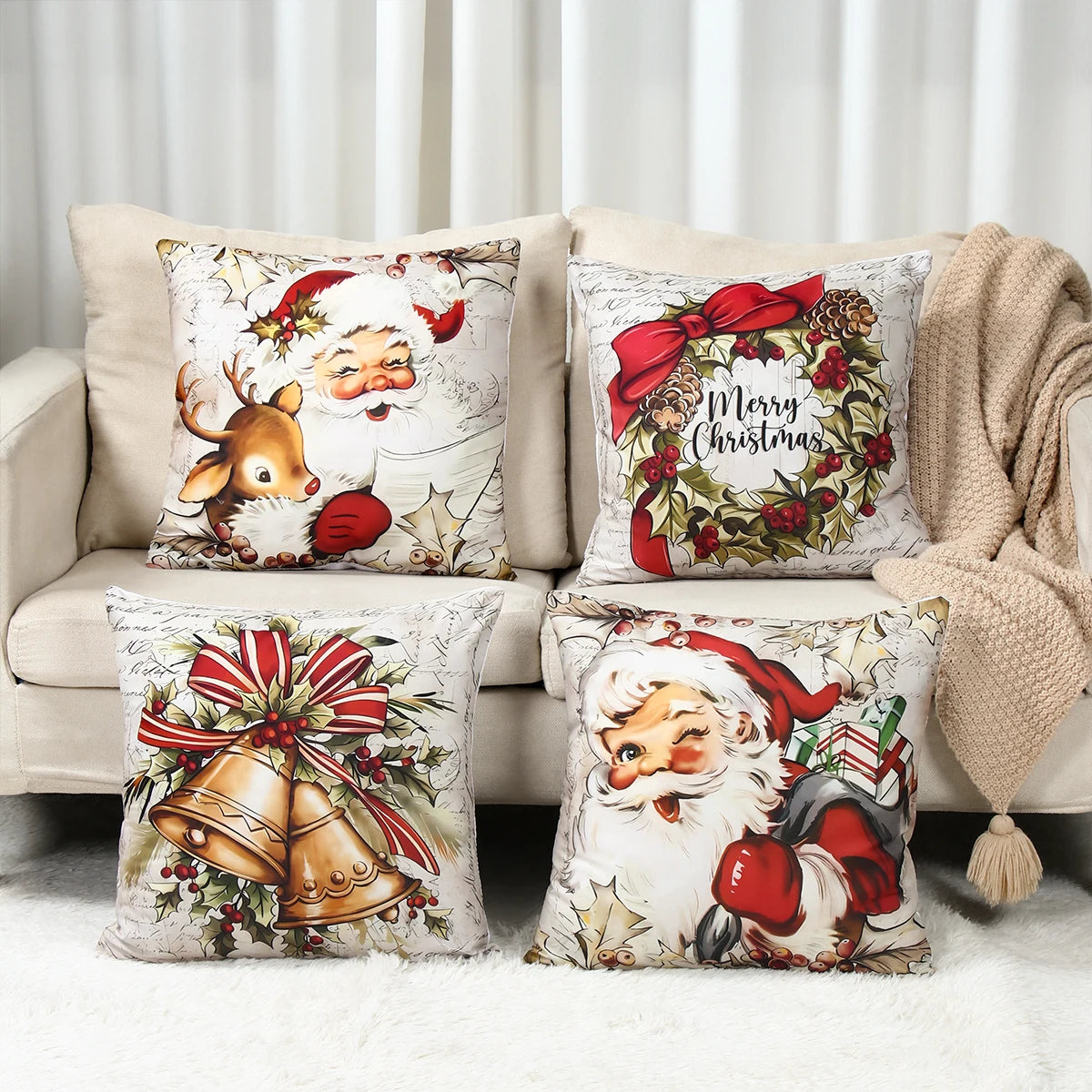 Merry Christmas Cushion Cover Home Decorations