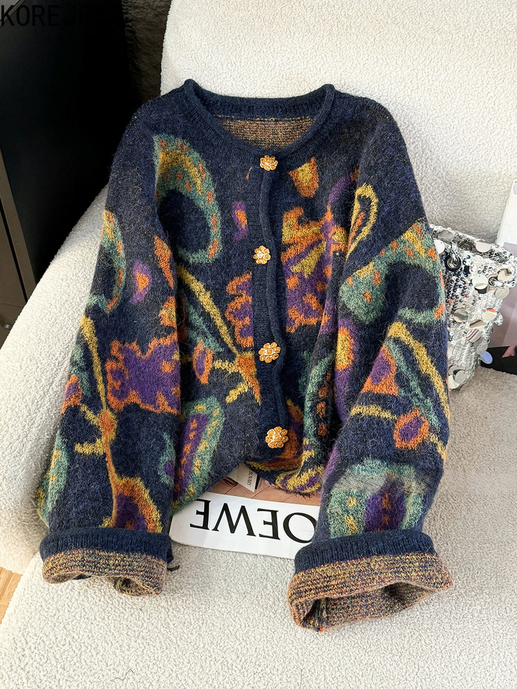 Autumn Retro Knit Cardigan – Fashion Women’s Vintage Sweater with Embroidery