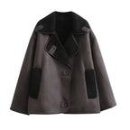 Women’s Plush Faux Leather Jacket – Warm Autumn & Winter Outerwear