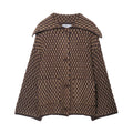 Brown Knit Cardigan – Women’s Elegant Lapel Sweater Coat