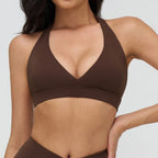 - Premium Deep-V Halter Sports Bra