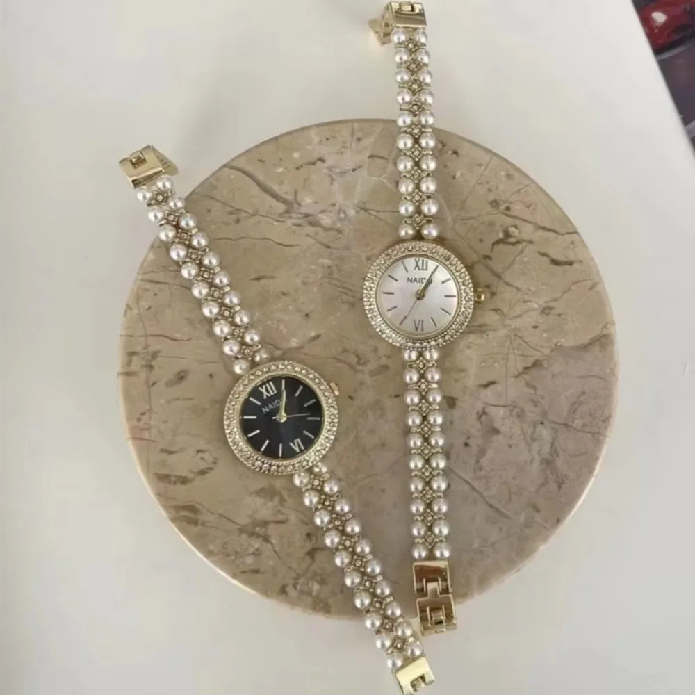 Pearl-Studded Bracelet Women’s Watch – Fashion Quartz Ladies Timepiece