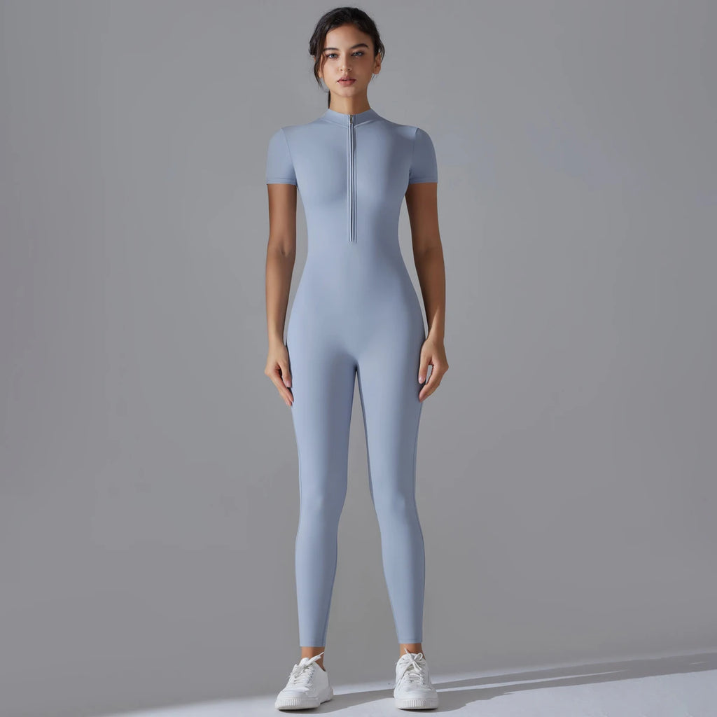 - Premium Zip-Front Sculpting Active Jumpsuit for Women