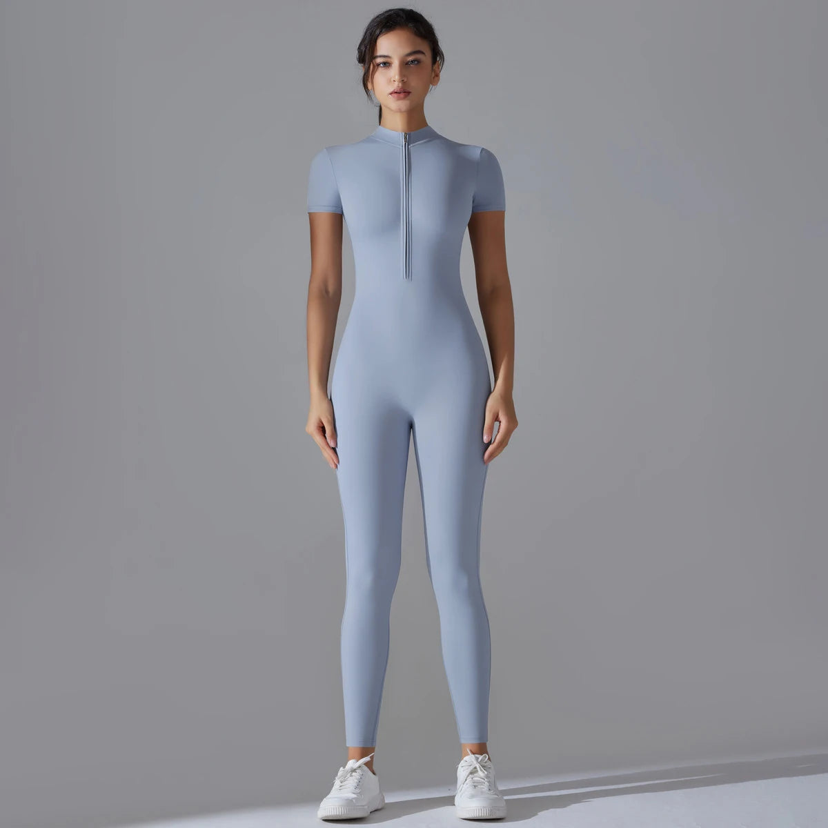 - Premium Zip-Front Sculpting Active Jumpsuit for Women