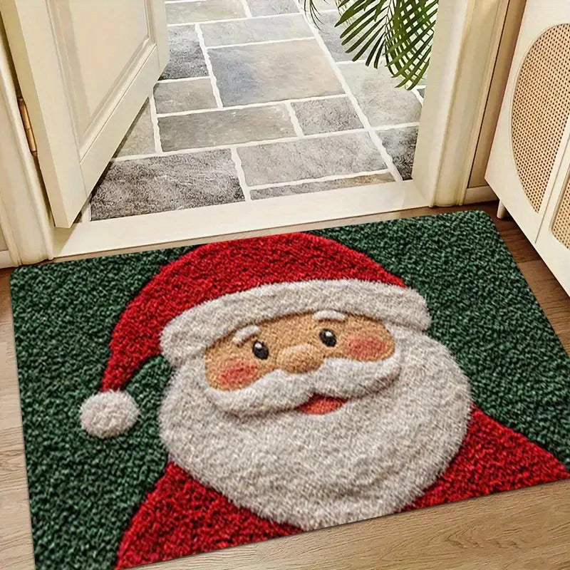 Red Santa & Gingerbread Man Christmas Door Mat – Welcome the Holidays with Joy
