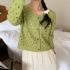 Philiberk Sheer Crochet Button-Up Cardigan for Women