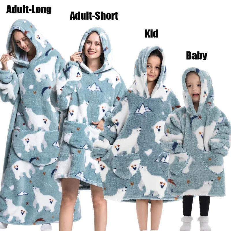Oversized Sherpa Blanket Hoodie – Cozy Winter Wear for the Whole Family