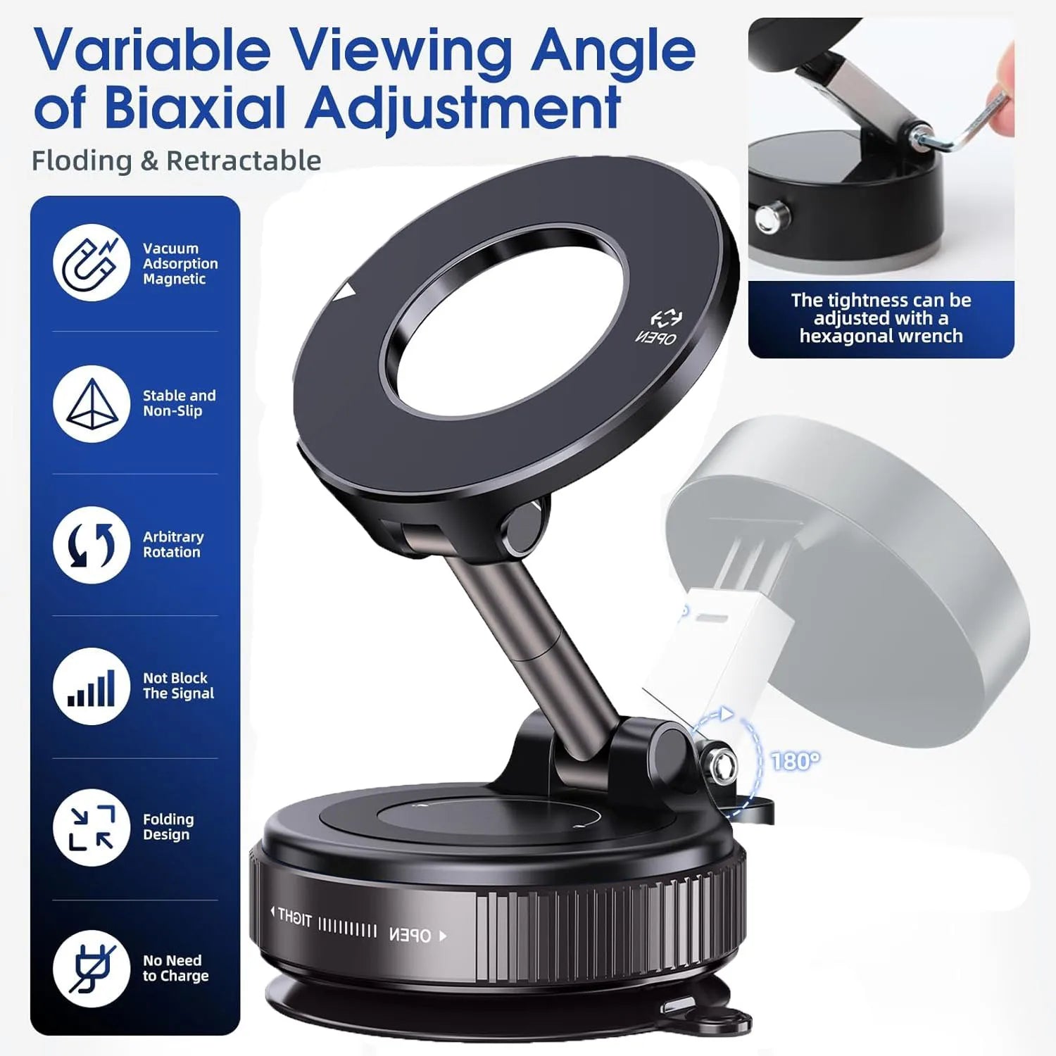 360° Magnetic Phone Holder – Universal Suction Cup Mount for Car, Gym & More