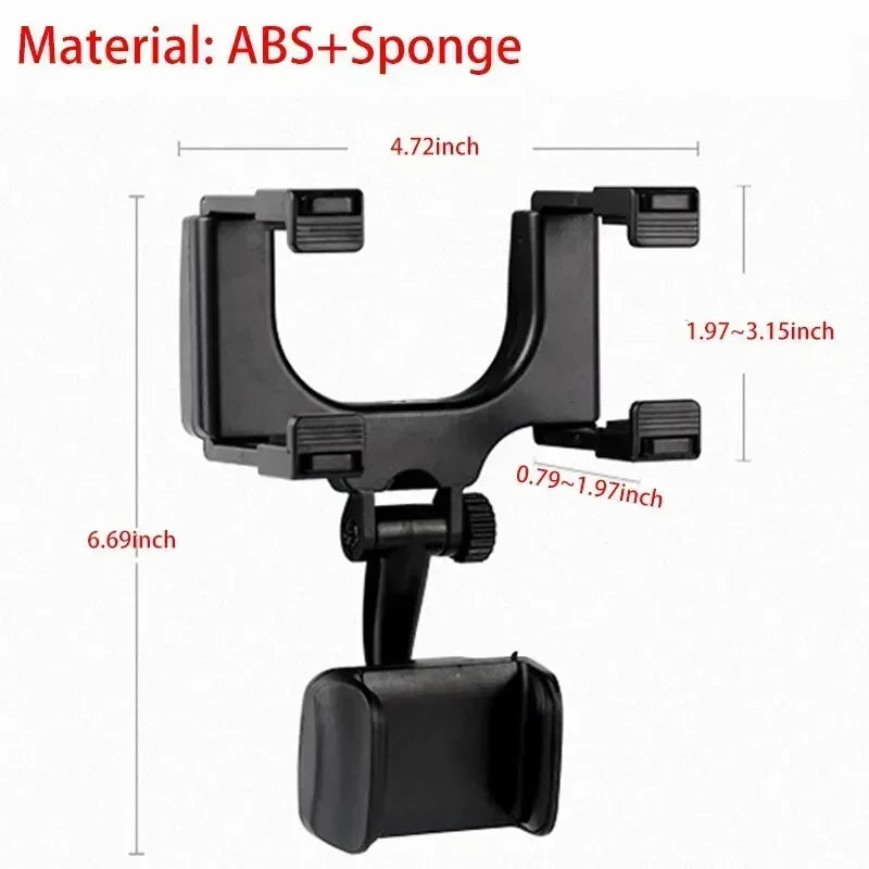 360° Car Phone Holder – Adjustable Rearview Mirror Mount Stand