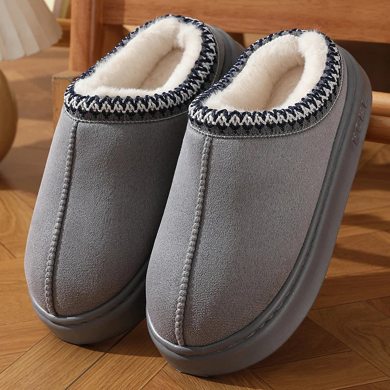 Fluffy Platform Slippers for Women – Warm Plush Winter Home Slippers