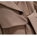 Fashion Long Sleeve Suit Dress – Pleated Belted Winter Outfit for Women