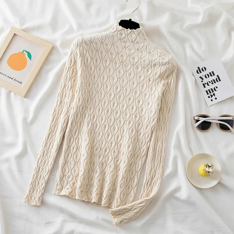 Winter Women’s Turtleneck Pullover – Slim Knit Sweater Jumper