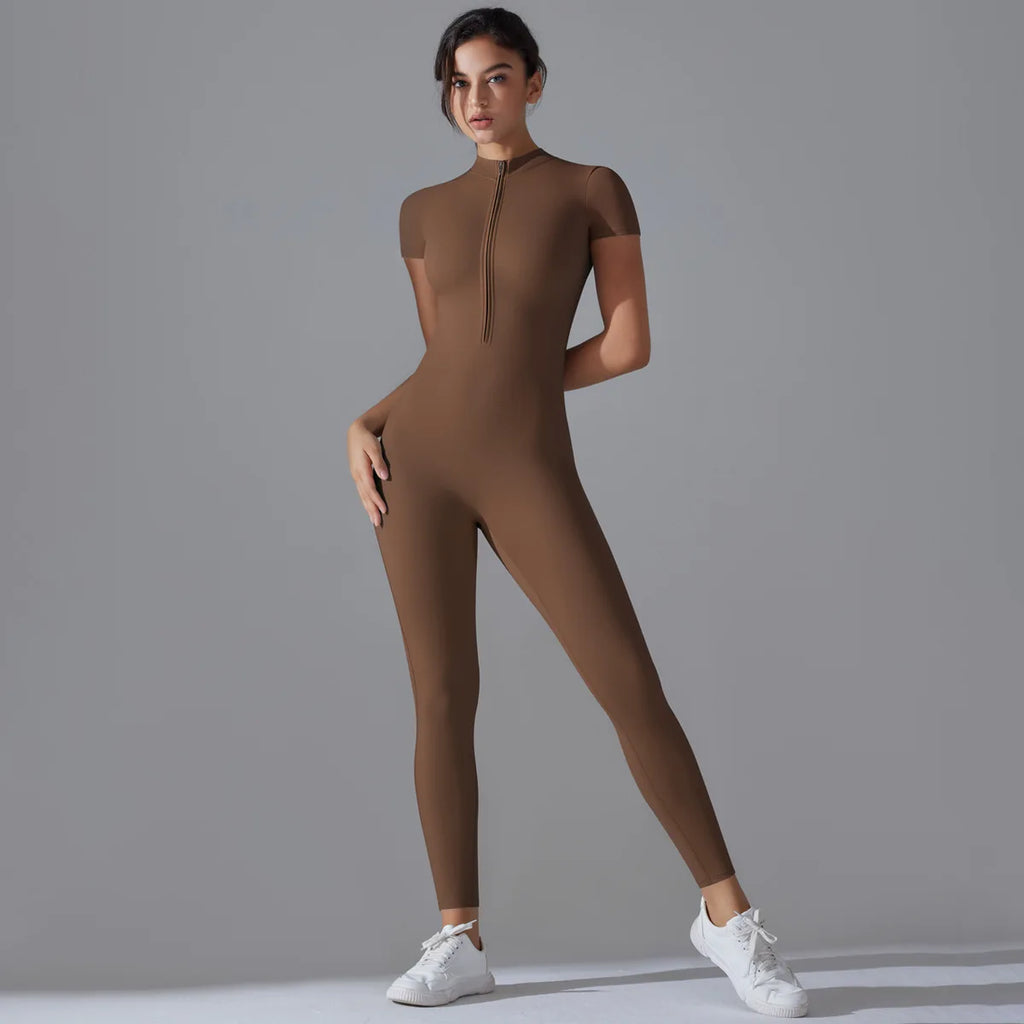 - Premium Zip-Front Sculpting Active Jumpsuit for Women