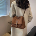 Vintage Brown Suede PU Leather Shoulder Bag – Large Capacity Crossbody Tote