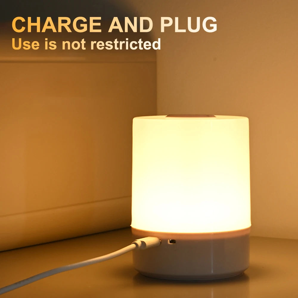 Touch-Control Night Lamp with 3-Level Dimming and USB Charging