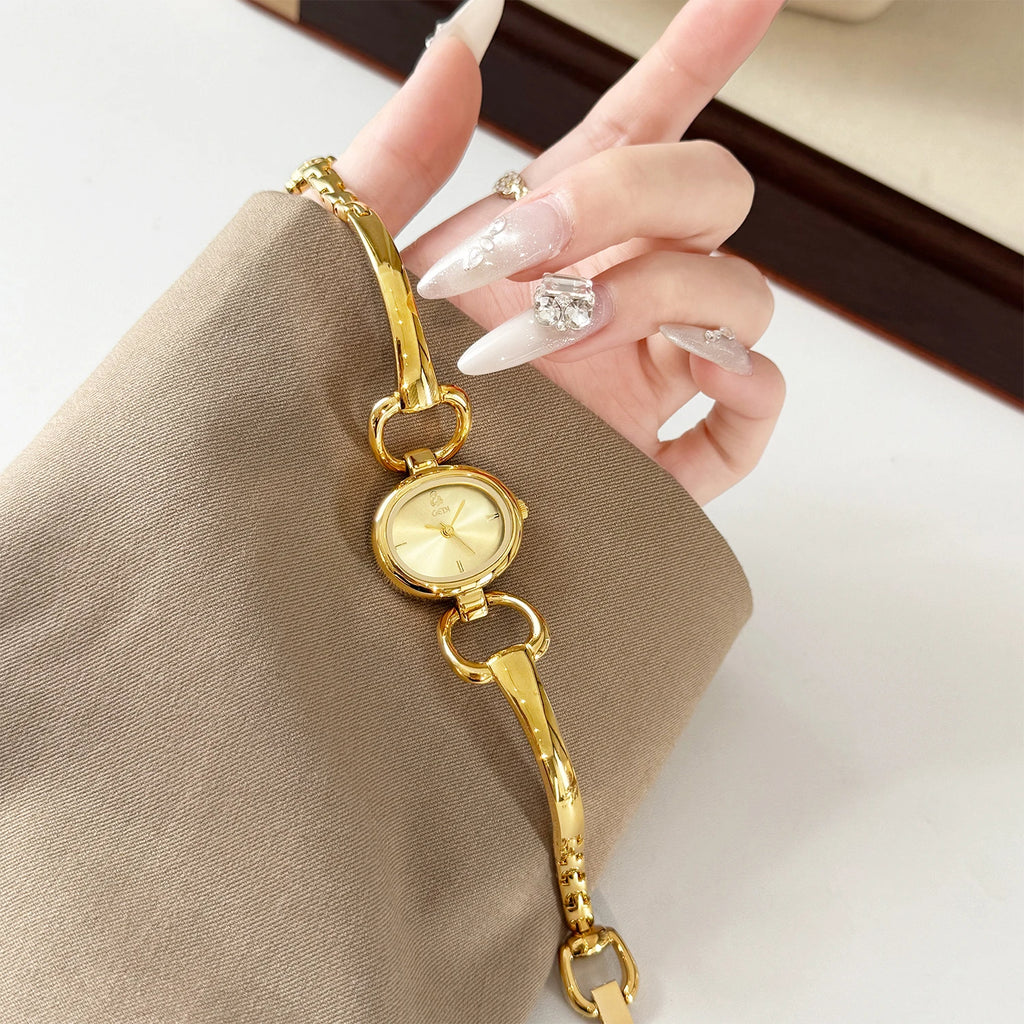 Luxury Vintage Women’s Skeleton Quartz Watch – Bracelet-Style Dress Wristwatch