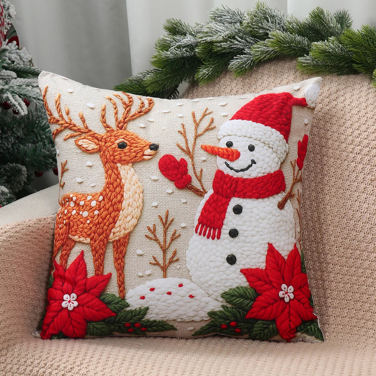 Merry Christmas Cushion Cover Home Decorations