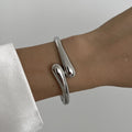-Vintage Geometric Metal Cuff Bracelet – Gold & Silver Luxury Punk Style-
