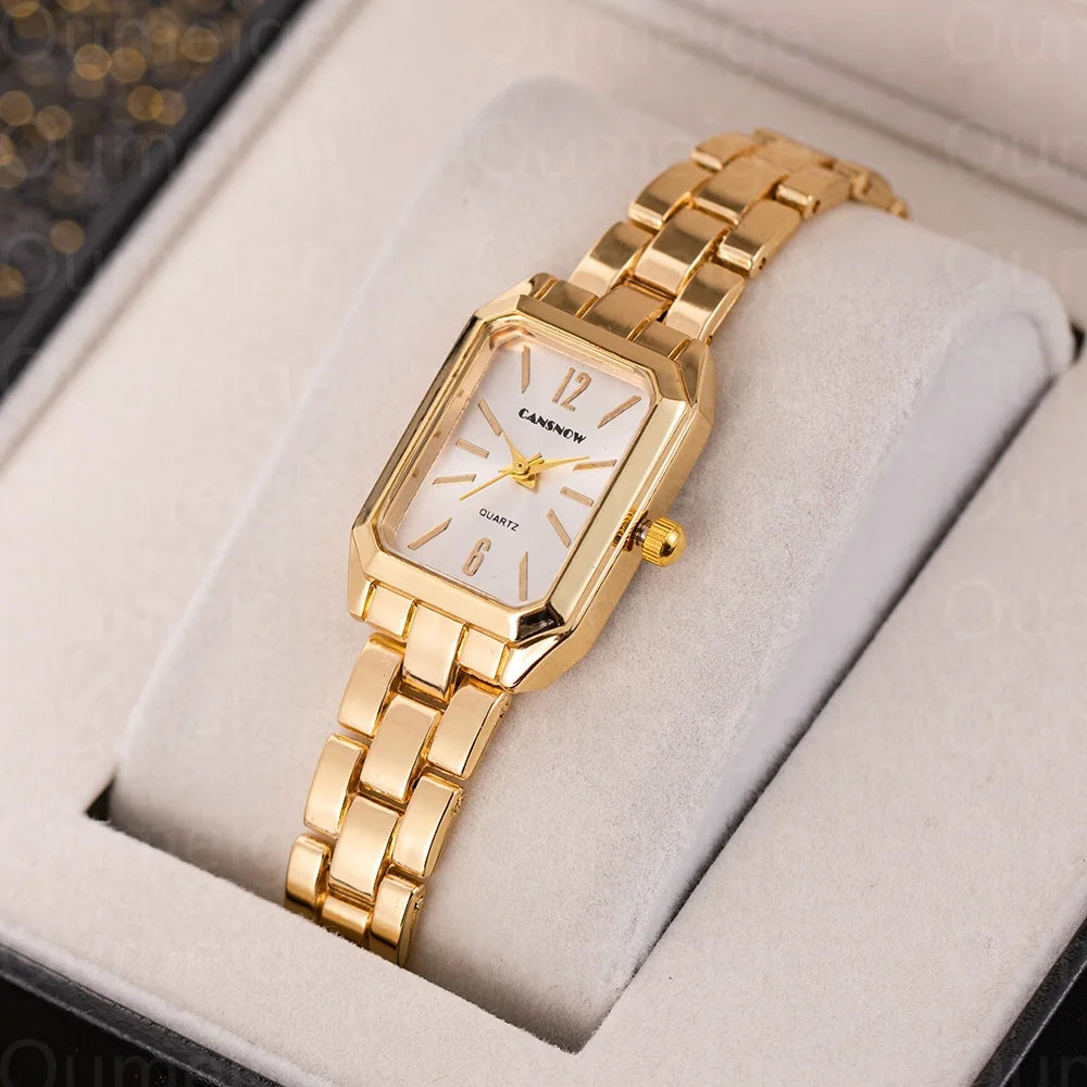 Luxury Top Brand Gold Watches Women Elegant Small Square Dial Ladies Quartz Watch Simple Fashion Female Clock zegarek damski