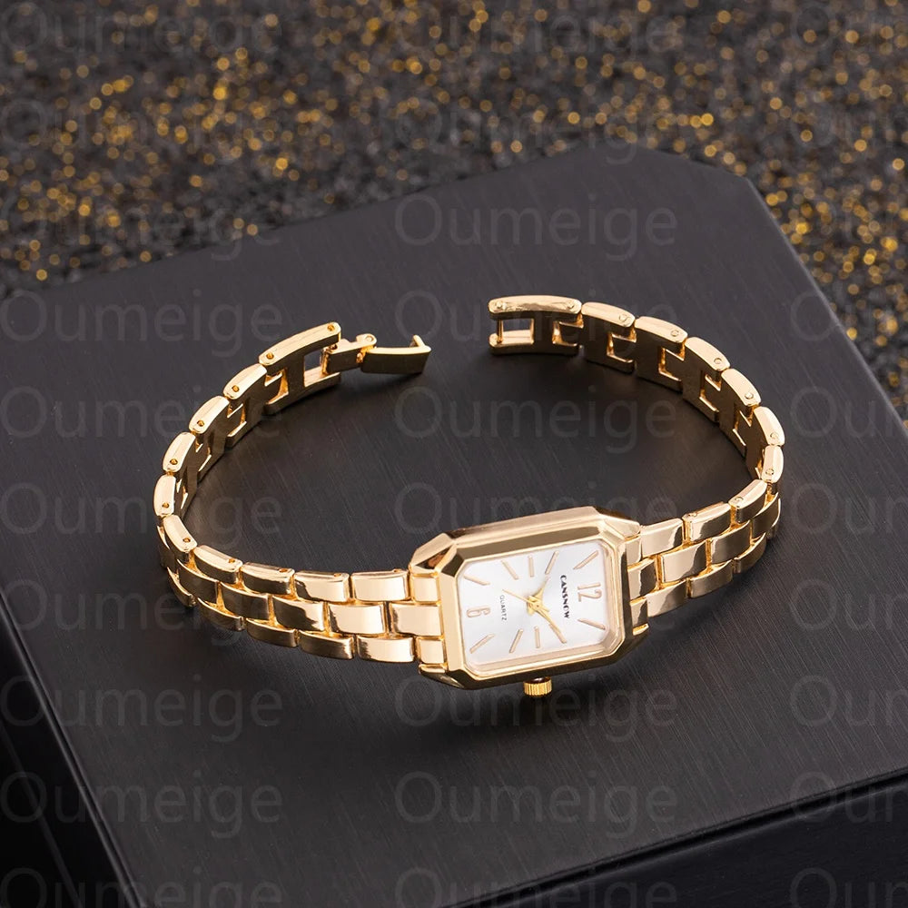Luxury Top Brand Gold Watches Women Elegant Small Square Dial Ladies Quartz Watch Simple Fashion Female Clock zegarek damski