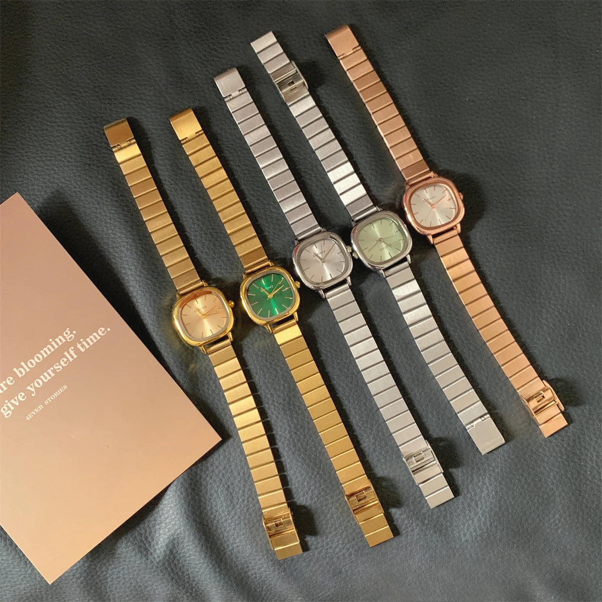 Minimalist Luxury Women’s Quartz Watch – Small Dial Bamboo Strap Stainless Steel