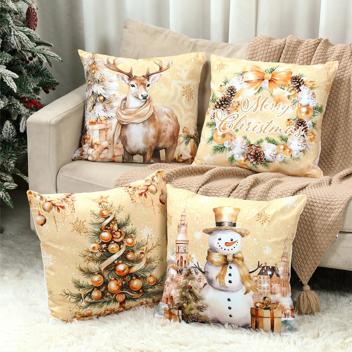 Merry Christmas Cushion Cover Home Decorations