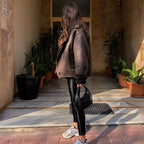 Women’s Plush Faux Leather Jacket – Warm Autumn & Winter Outerwear