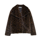 Women’s Chic Faux Fur Winter Coat – Solid Color Warm Lapel Collar Jacket