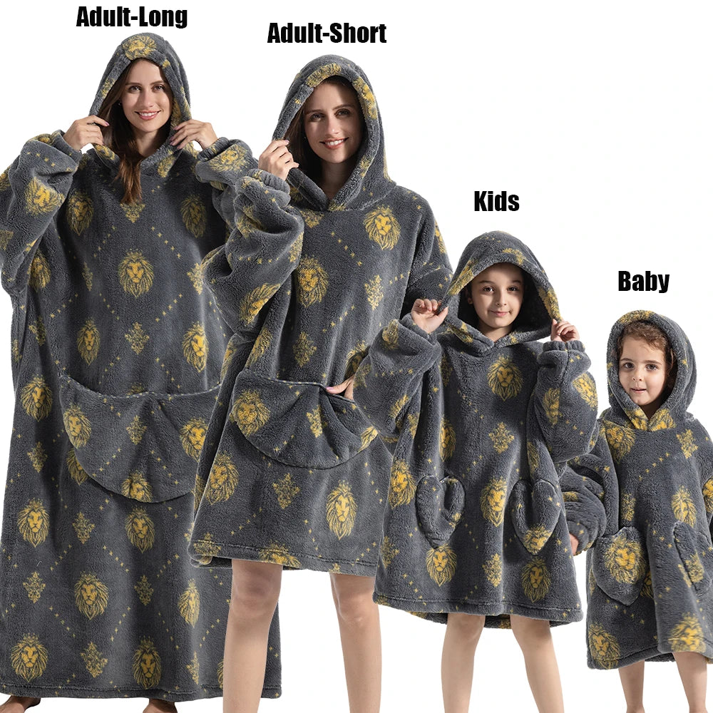 Oversized Sherpa Blanket Hoodie – Cozy Winter Wear for the Whole Family