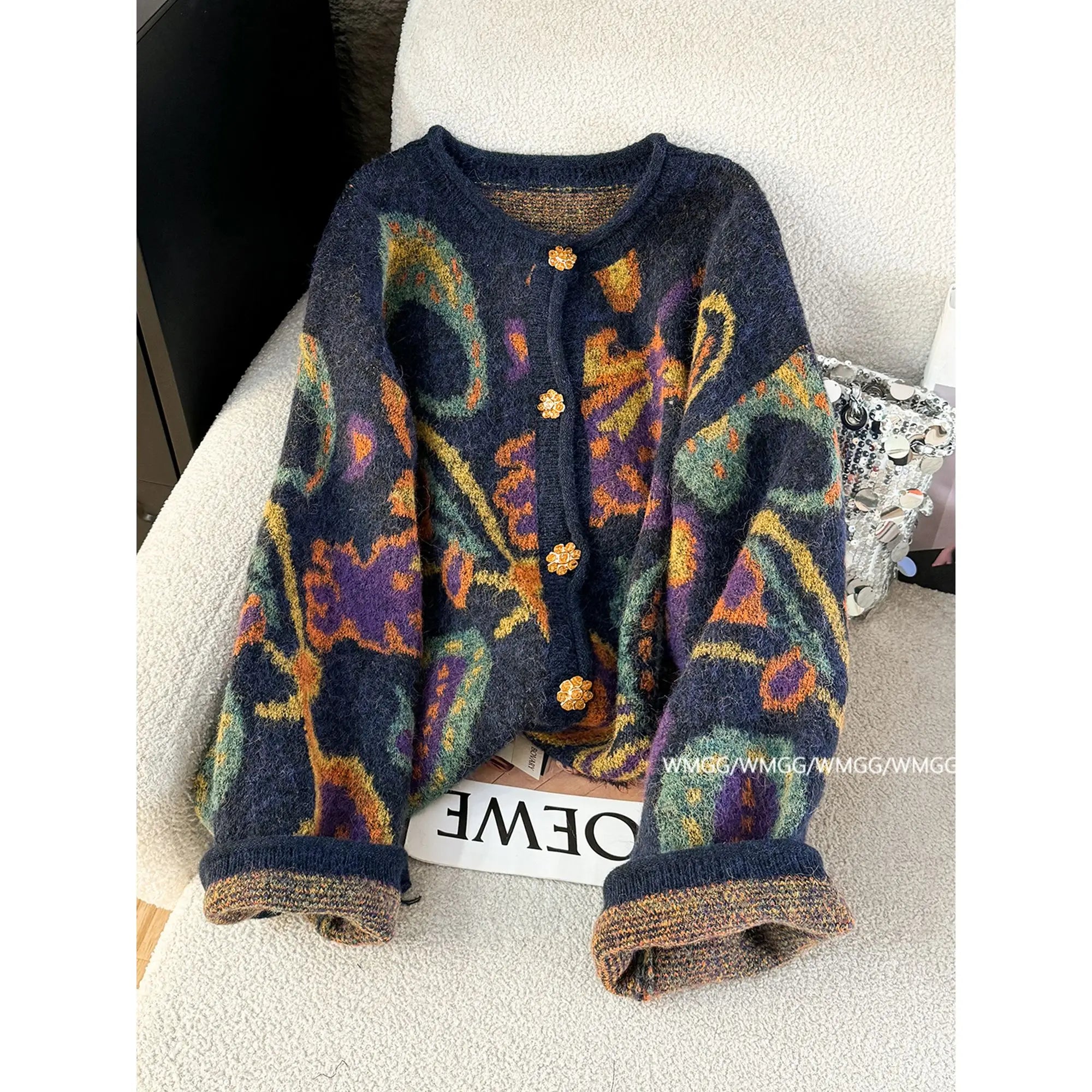 Autumn Retro Knit Cardigan – Fashion Women’s Vintage Sweater with Embroidery