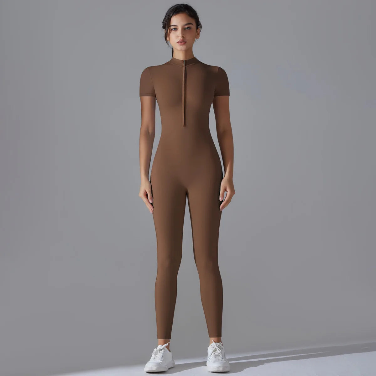 - Premium Zip-Front Sculpting Active Jumpsuit for Women