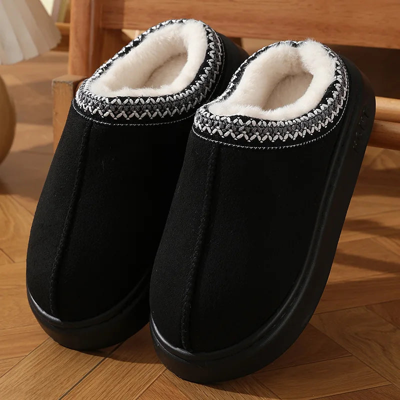 Fluffy Platform Slippers for Women – Warm Plush Winter Home Slippers