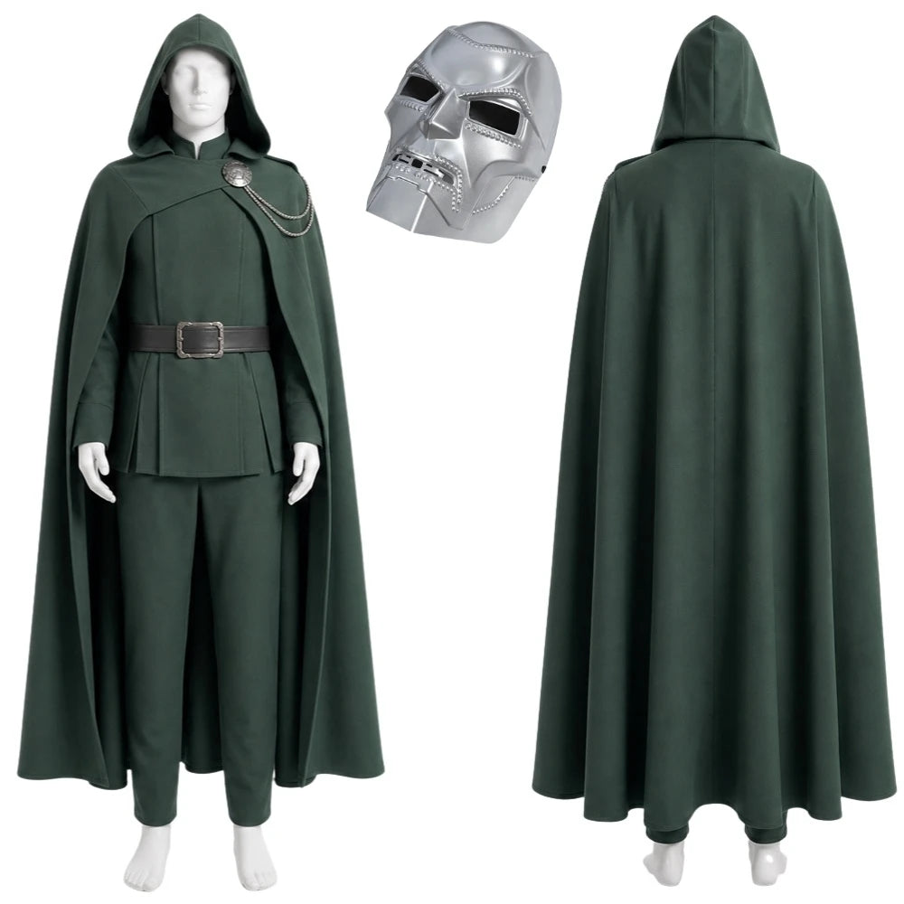Doctor Doom Inspired Adult Cosplay Costume – Hooded Superhero Outfit