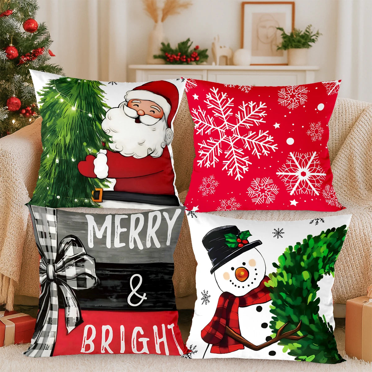 Merry Christmas Cushion Cover Home Decorations