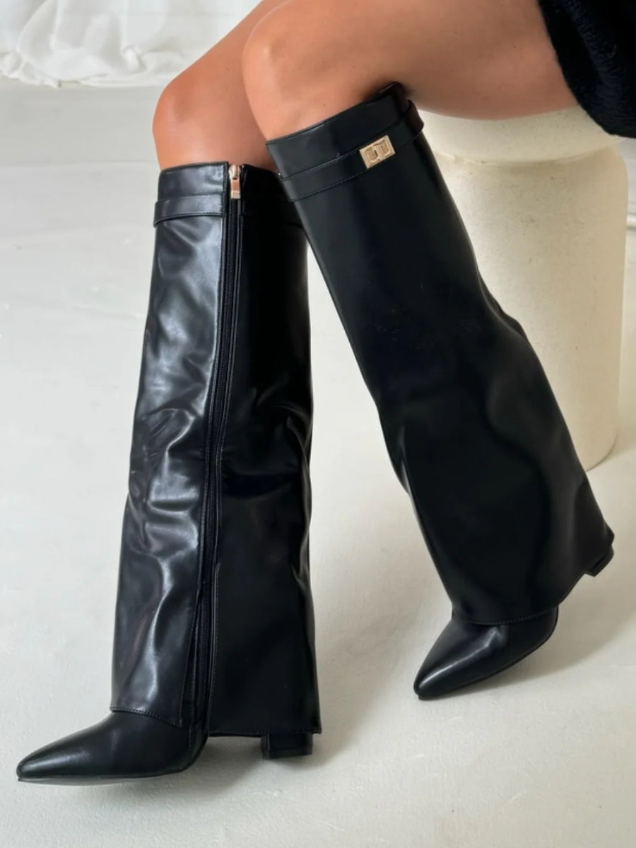 - Women’s Buckle Thigh-High Boots