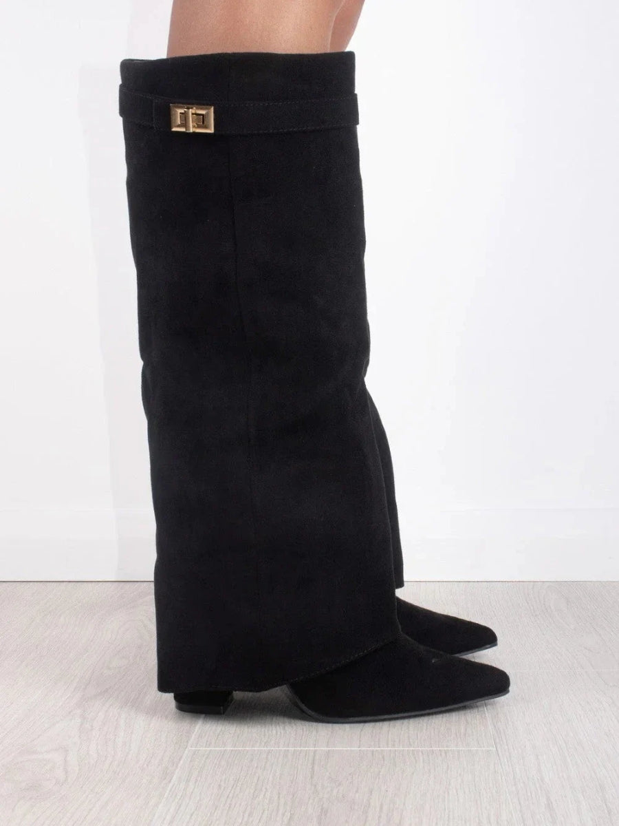 - Women’s Buckle Thigh-High Boots