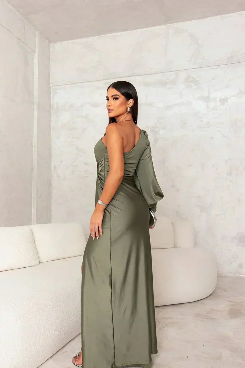 - Women’s One Shoulder Slit Dress Maxi