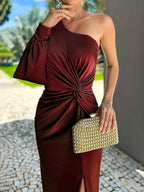 - Women’s One Shoulder Slit Dress Maxi