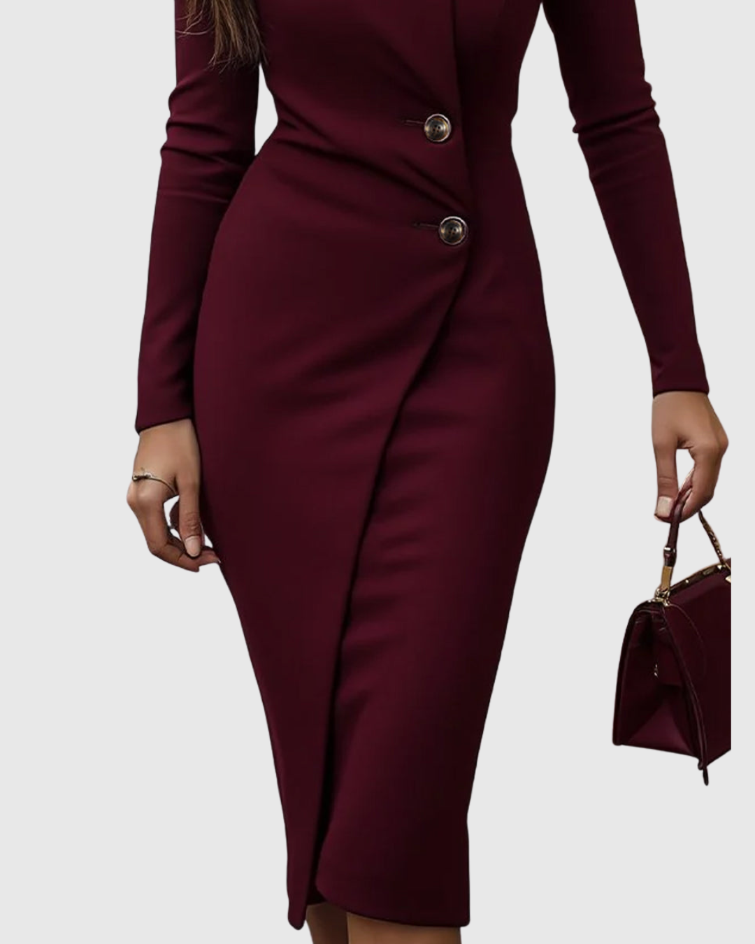 - Women’s Wrap Button Midi Dress