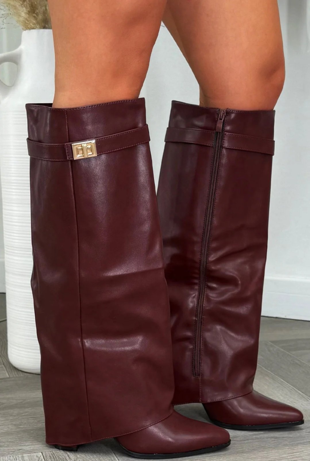 Women’s Buckle Thigh-High Boots