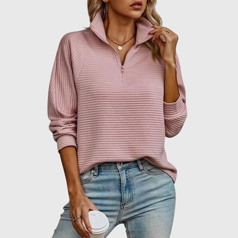 - CozyCollar Textured Knit Top