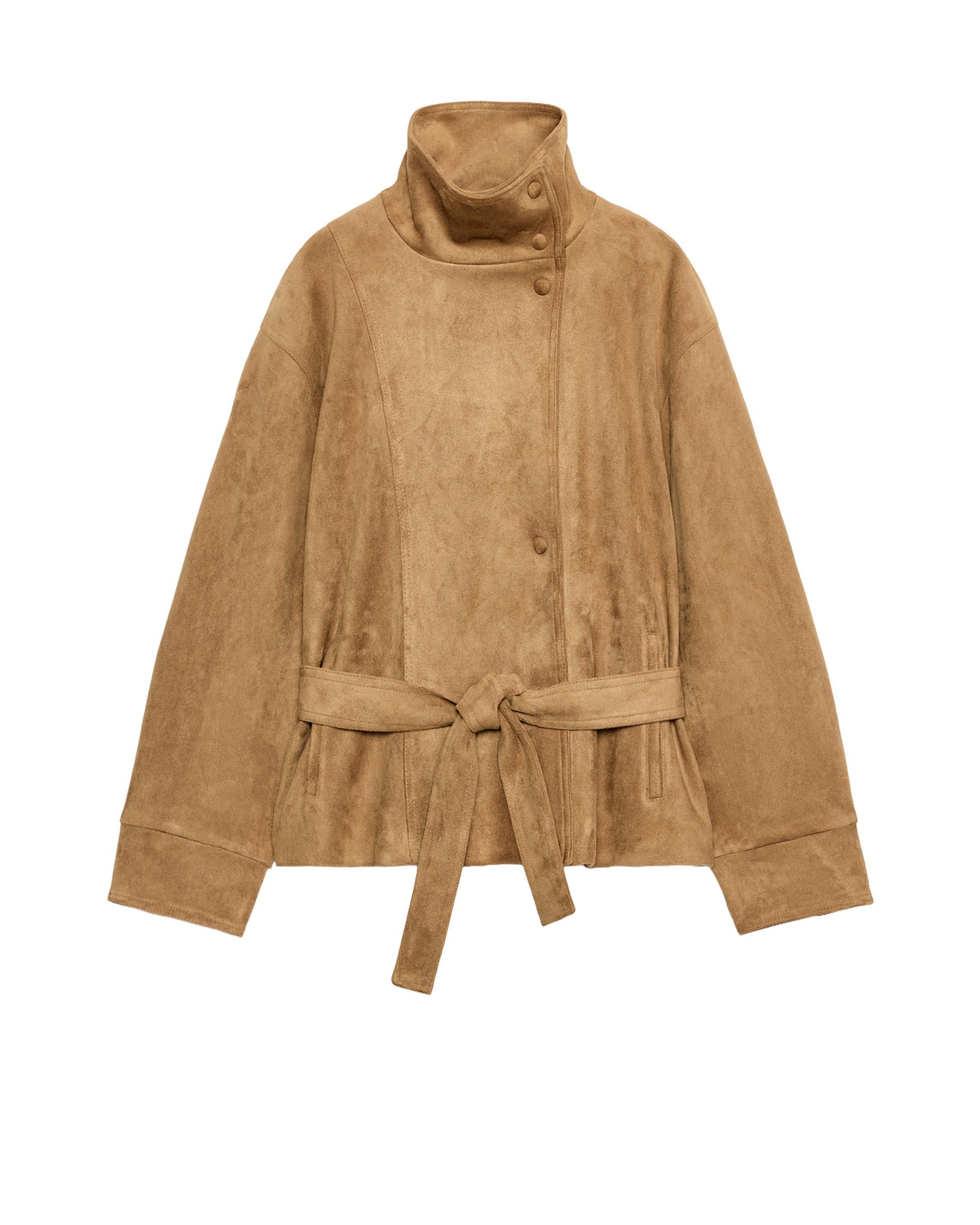Belted Suede-Effect Jacket