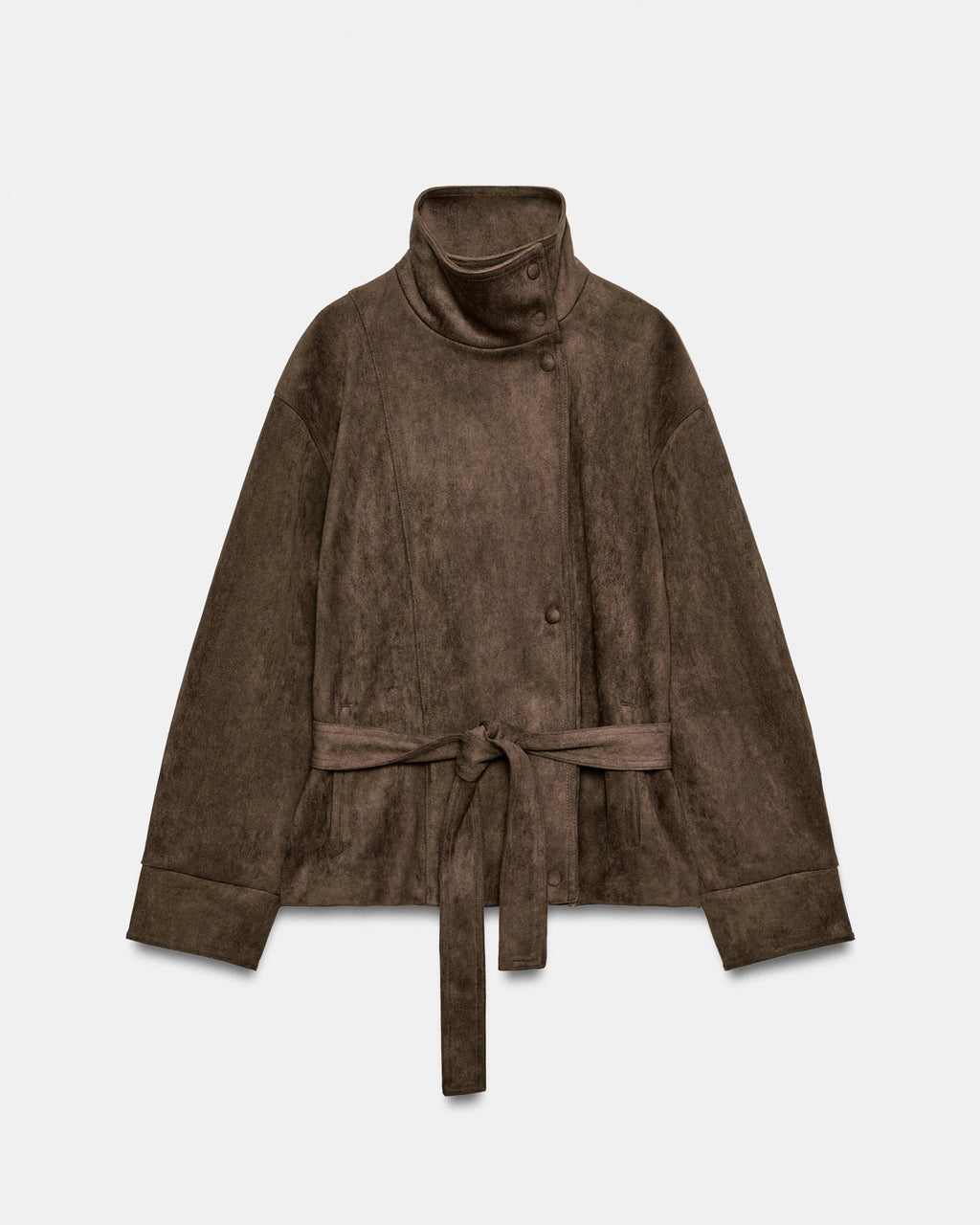 Belted Suede-Effect Jacket