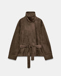 Belted Suede-Effect Jacket