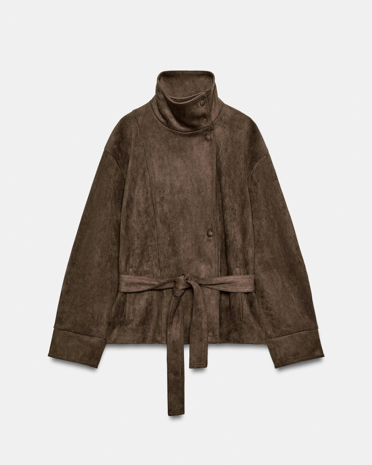 Belted Suede-Effect Jacket