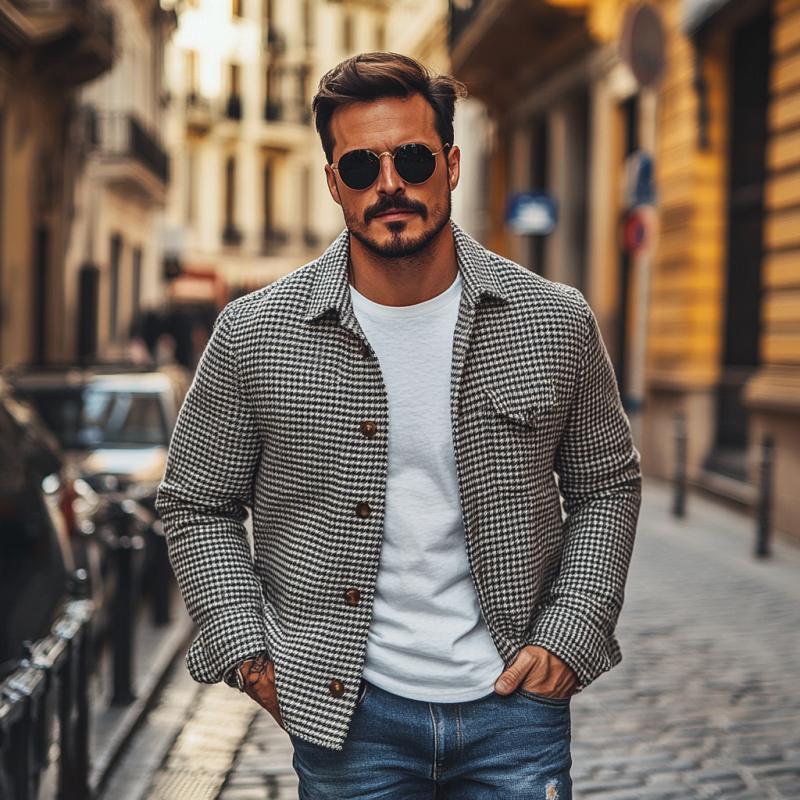 - The Albrecht Houndstooth Shirt Jacket