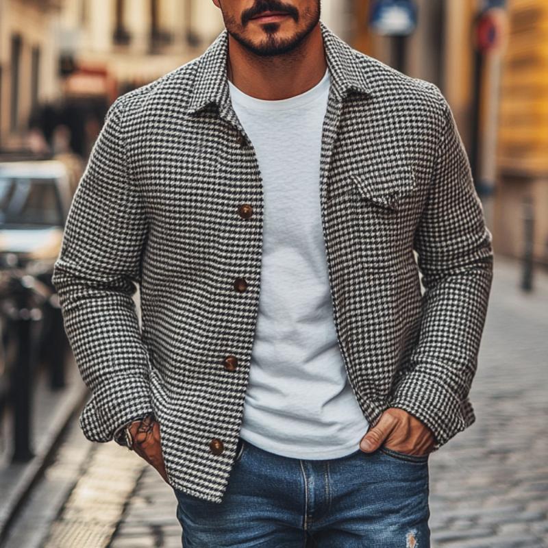 - The Albrecht Houndstooth Shirt Jacket